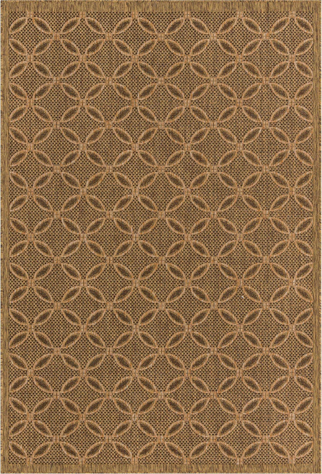 Light Brown 6' 1 x 9' Outdoor Trellis Rectangle Area Rug Weather Resistant for Patio, Deck, Terrace, Balcony, Porch Geometric Design Water Safe Outside Carpet for Sale at Rug Engine