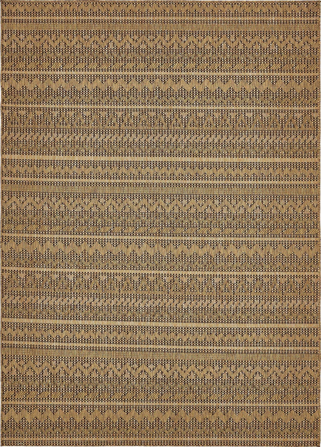 Light Brown 8' x 11' 4 Outdoor Modern Rectangle Area Rug Weather Resistant for Patio, Deck, Terrace, Balcony, Porch 100% Polypropylene Modern Outside Carpet for Sale at Rug Engine