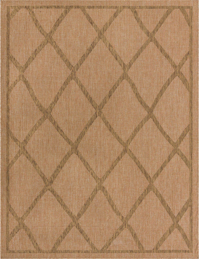 Light Brown 9' x 12' 2 Outdoor Trellis Rectangle Area Rug Weather Resistant for Patio, Deck, Terrace, Balcony, Porch Geometric Design Water Safe Outside Carpet for Sale at Rug Engine