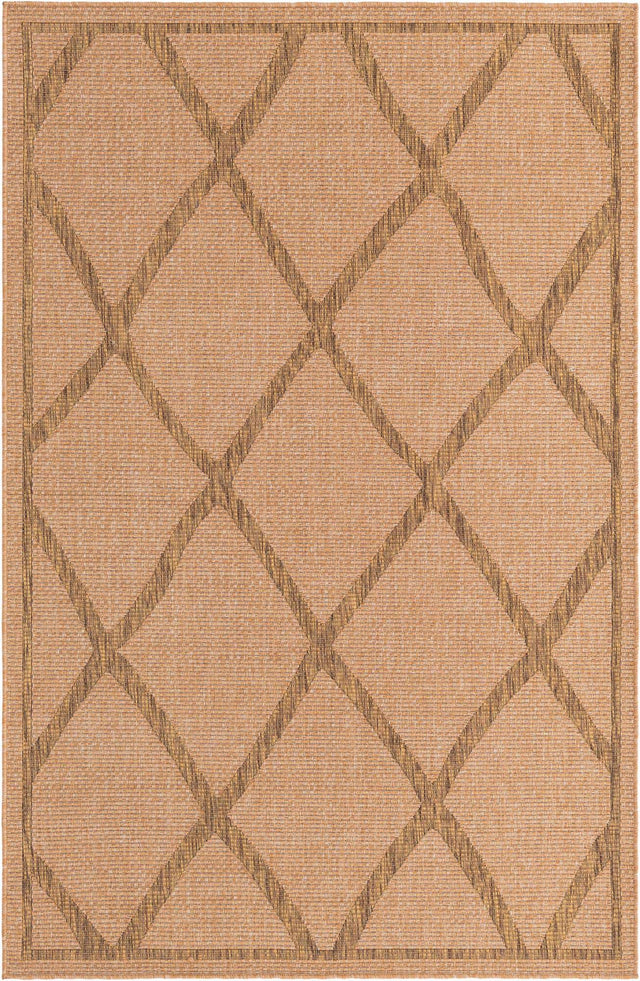 Light Brown 5' x 8' Outdoor Trellis Rectangle Area Rug Weather Resistant for Patio, Deck, Terrace, Balcony, Porch Geometric Design Water Safe Outside Carpet for Sale at Rug Engine