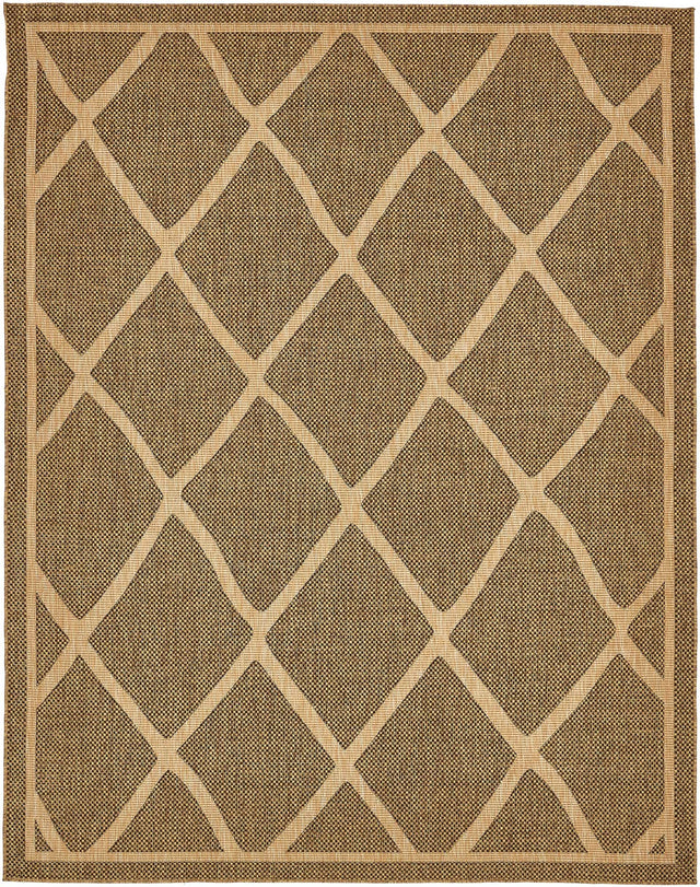 Brown 9' x 12' Outdoor Trellis Rectangle Area Rug Weather Resistant for Patio, Deck, Terrace, Balcony, Porch Geometric Design Water Safe Outside Carpet for Sale at Rug Engine