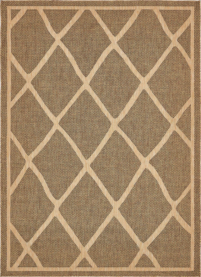 Brown 8' x 11' 4 Outdoor Trellis Rectangle Area Rug Weather Resistant for Patio, Deck, Terrace, Balcony, Porch Geometric Design Water Safe Outside Carpet for Sale at Rug Engine