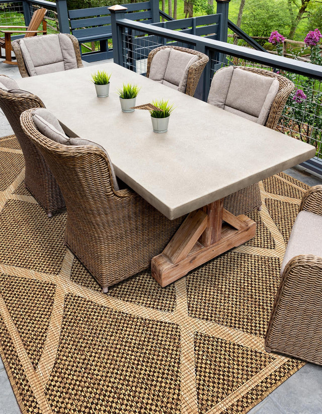 Brown 7' 1 x 10' Outdoor Trellis Rectangle Area Rug Weather Resistant for Patio, Deck, Terrace, Balcony, Porch Geometric Design Water Safe Outside Carpet for Sale at Rug Engine