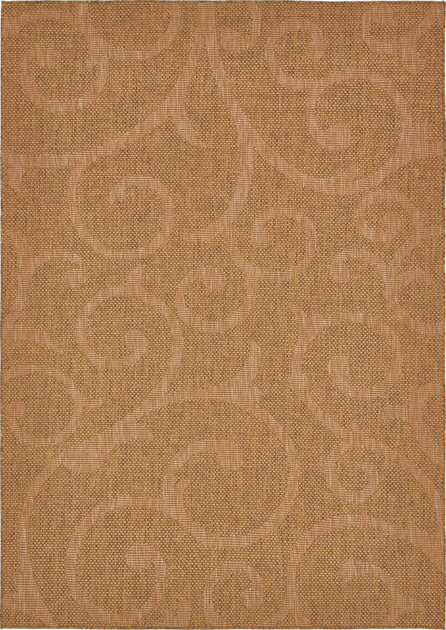 Brown 7' 1 x 10' Outdoor Botanical Rectangle Area Rug Weather Resistant for Patio, Deck, Terrace, Balcony, Porch Polypropylene Garden Floral Tropical Carpet for Sale at Rug Engine