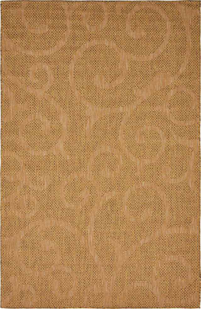 Brown 5' 1 x 8' Outdoor Botanical Rectangle Area Rug Weather Resistant for Patio, Deck, Terrace, Balcony, Porch Polypropylene Garden Floral Tropical Carpet for Sale at Rug Engine