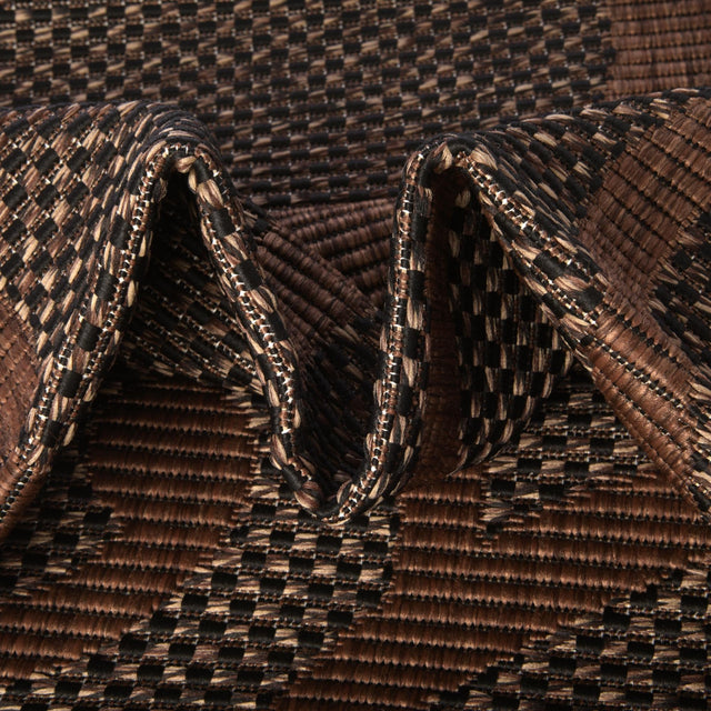 Chocolate Brown 4' 1 x 6' 1 Outdoor Botanical Rectangle Area Rug Weather Resistant for Patio, Deck, Terrace, Balcony, Porch Polypropylene Garden Floral Tropical Carpet for Sale at Rug Engine