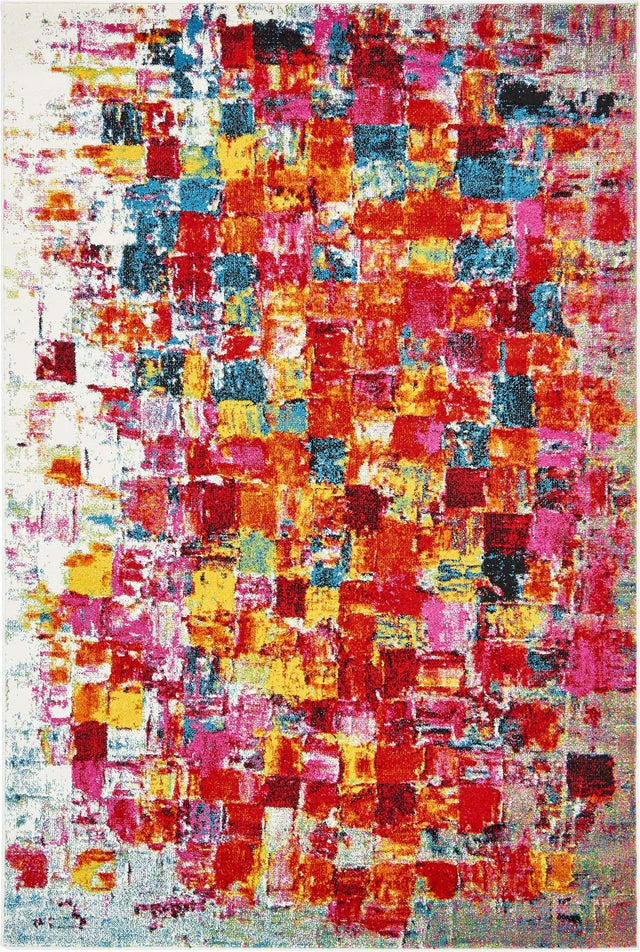 Multicolor 6' 1 x 9' Estrella Rectangle Area Rug 100% Polypropylene Non-Shedding Stain Resistant Carpet Colorful Modern Abstract Design Easy Clean for Home Decor for Sale at Rug Engine