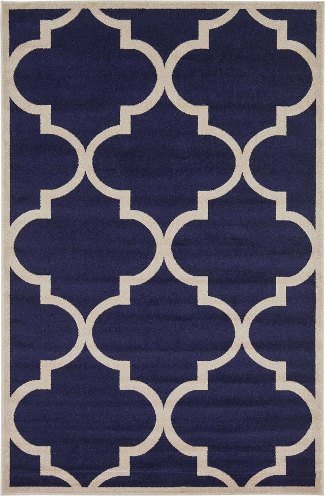 Navy Blue 6' 1 x 9' Trellis Rectangle Area Rug