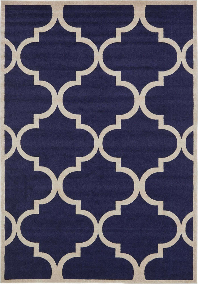 Navy Blue 7' 10 x 11' Trellis Rectangle Area Rug