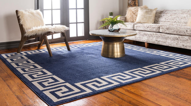 Navy Blue 7' 10 x 7' 10 Athens Square Area Rug 100% Polypropylene With Cotton Backing Easy Clean Indoor Living Dining Room Bedroom Office Carpet for Sale at Rug Engine