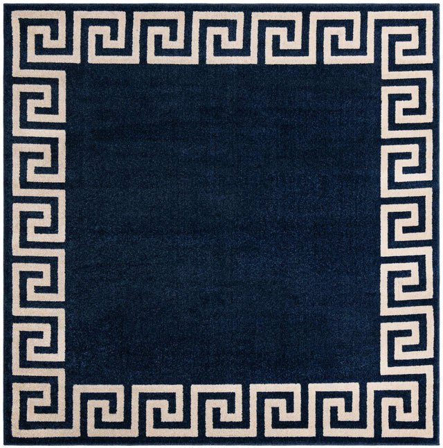 Navy Blue 7' 10 x 7' 10 Athens Square Area Rug 100% Polypropylene With Cotton Backing Easy Clean Indoor Living Dining Room Bedroom Office Carpet for Sale at Rug Engine