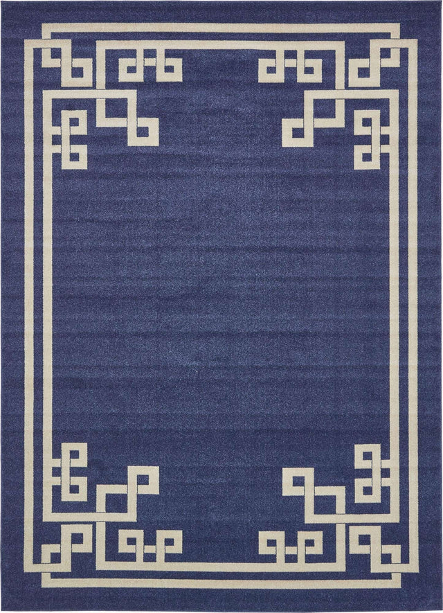 Dark Blue 9' x 12' Athens Rectangle Area Rug 100% Polypropylene With Cotton Backing Easy Clean Indoor Living Dining Room Bedroom Office Carpet for Sale at Rug Engine