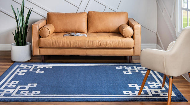 Dark Blue 6' 1 x 9' Athens Rectangle Area Rug 100% Polypropylene With Cotton Backing Easy Clean Indoor Living Dining Room Bedroom Office Carpet for Sale at Rug Engine