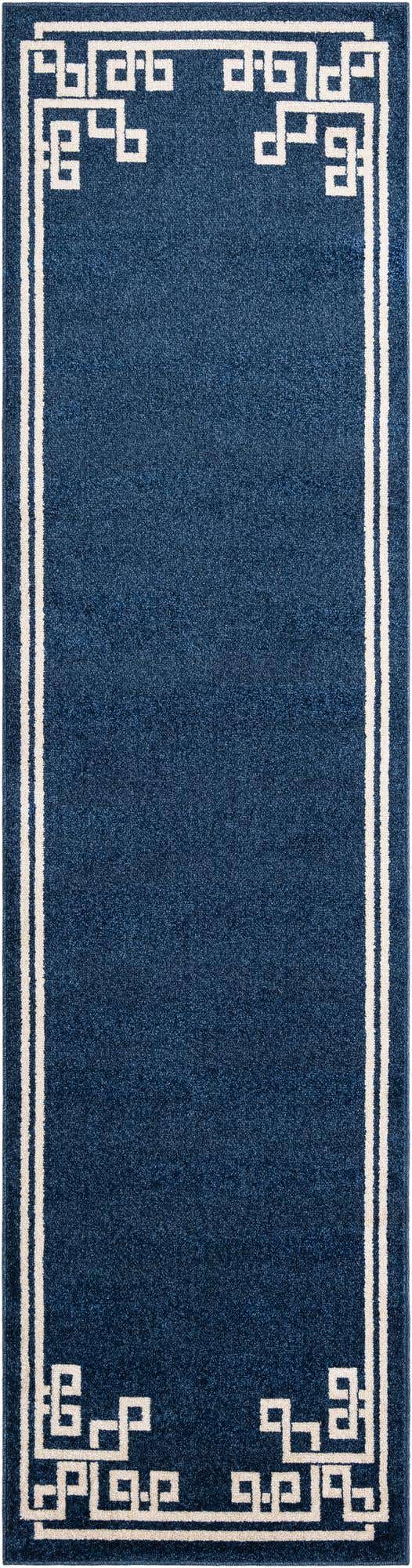 Dark Blue 2' 7 x 10' Athens Runner Area Rug 100% Polypropylene With Cotton Backing Easy Clean Indoor Living Dining Room Bedroom Office Carpet for Sale at Rug Engine