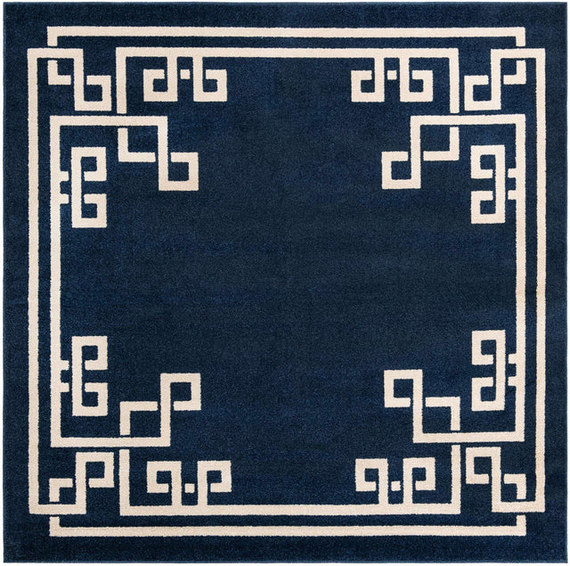 Dark Blue 7' 10 x 7' 10 Athens Square Area Rug 100% Polypropylene With Cotton Backing Easy Clean Indoor Living Dining Room Bedroom Office Carpet for Sale at Rug Engine