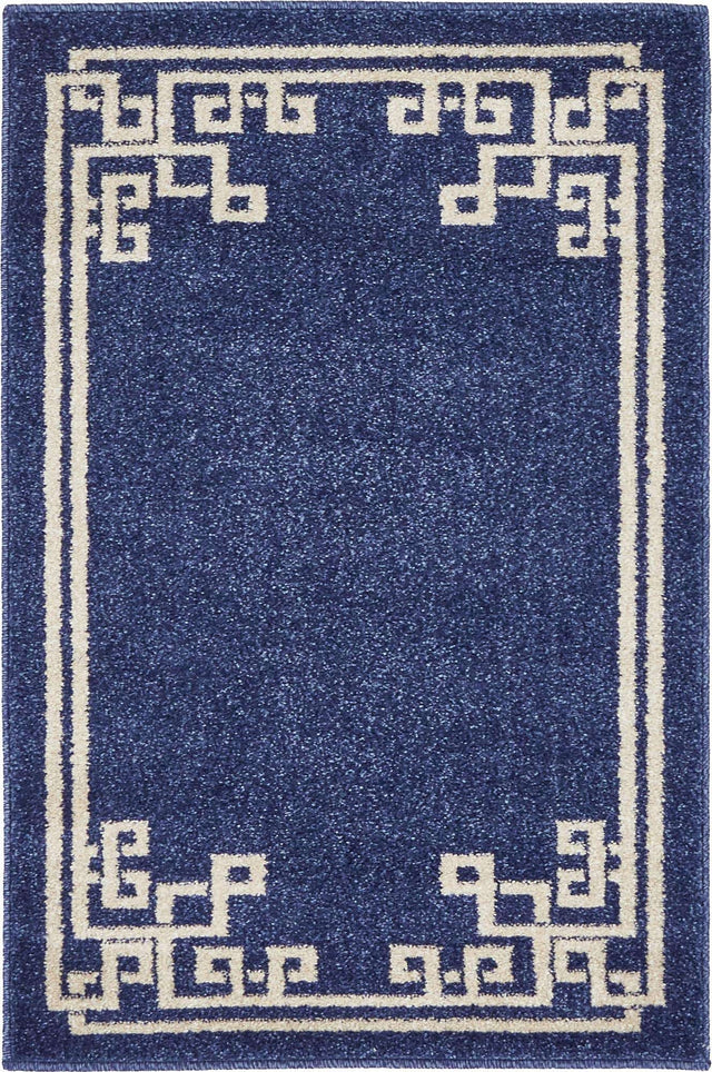 Dark Blue 2' x 3' 1 Athens Rectangle Area Rug 100% Polypropylene With Cotton Backing Easy Clean Indoor Living Dining Room Bedroom Office Carpet for Sale at Rug Engine