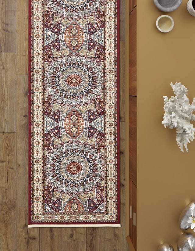 Burgundy 2' 11 x 13' 1 Narenj Runner Area Rug 85% Polypropylene & 15% Polyester Traditional Classic Carpet for Living, Dining, Bedrooms, Office for Sale at Rug Engine