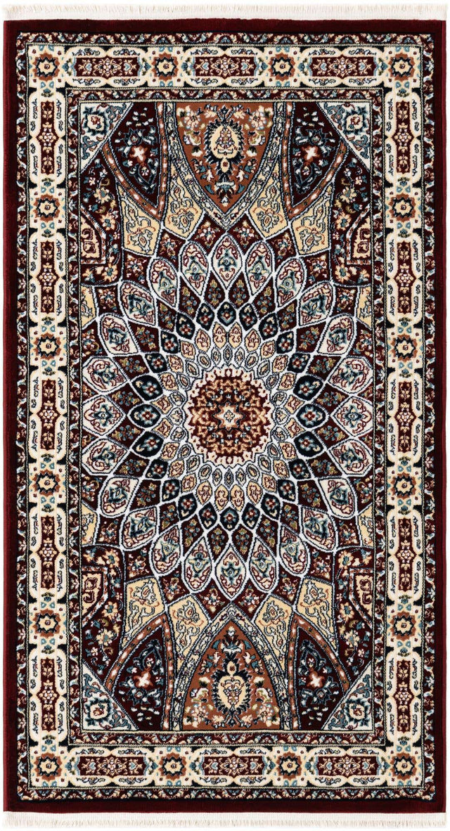 Burgundy 3' 1 x 5' 3 Narenj Rectangle Area Rug 85% Polypropylene & 15% Polyester Traditional Classic Carpet for Living, Dining, Bedrooms, Office for Sale at Rug Engine