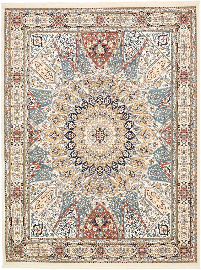 Ivory 10' x 13' Narenj Rectangle Area Rug 85% Polypropylene & 15% Polyester Traditional Classic Carpet for Living, Dining, Bedrooms, Office for Sale at Rug Engine