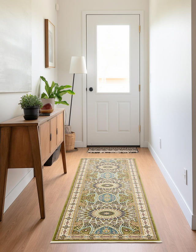 Green 2' 11 x 13' 1 Narenj Runner Area Rug 85% Polypropylene & 15% Polyester Traditional Classic Carpet for Living, Dining, Bedrooms, Office for Sale at Rug Engine