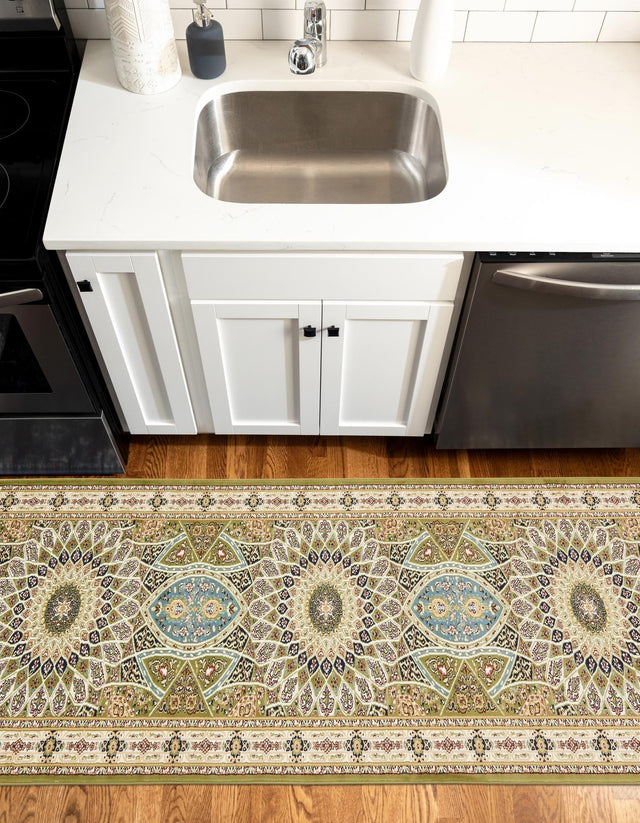 Green 2' 11 x 13' 1 Narenj Runner Area Rug 85% Polypropylene & 15% Polyester Traditional Classic Carpet for Living, Dining, Bedrooms, Office for Sale at Rug Engine