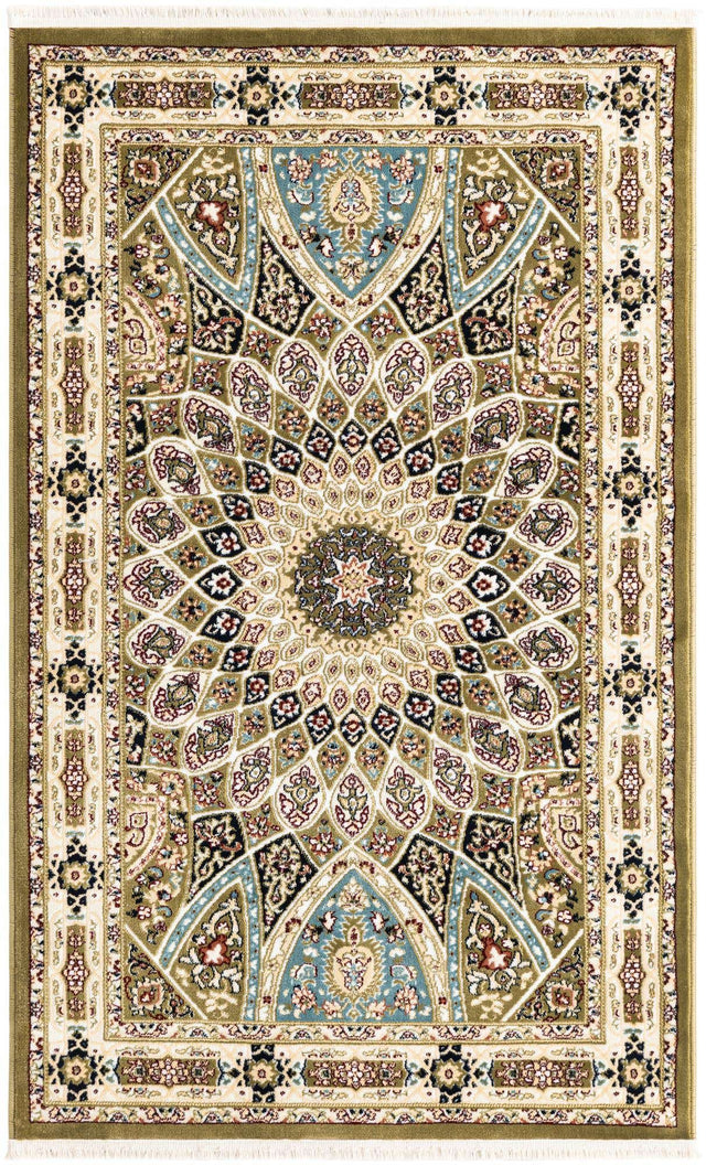 Green 3' 1 x 5' 3 Narenj Rectangle Area Rug 85% Polypropylene & 15% Polyester Traditional Classic Carpet for Living, Dining, Bedrooms, Office for Sale at Rug Engine