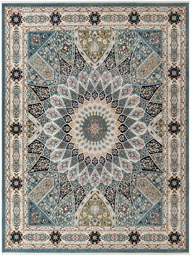 Blue 10' x 13' Narenj Rectangle Area Rug 85% Polypropylene & 15% Polyester Traditional Classic Carpet for Living, Dining, Bedrooms, Office for Sale at Rug Engine