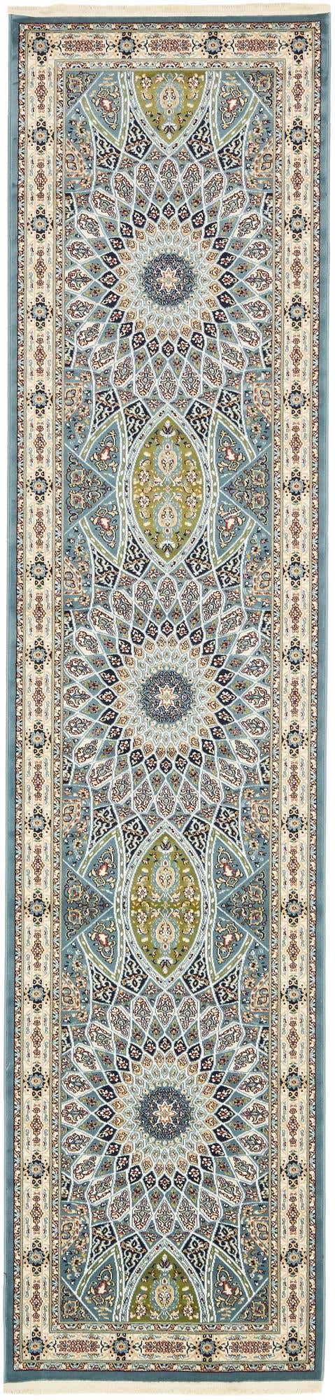 Blue 2' 11 x 13' 1 Narenj Runner Area Rug 85% Polypropylene & 15% Polyester Traditional Classic Carpet for Living, Dining, Bedrooms, Office for Sale at Rug Engine