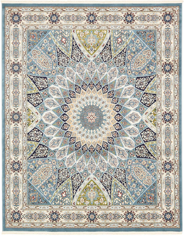 Blue 7' 10 x 10' Narenj Rectangle Area Rug 85% Polypropylene & 15% Polyester Traditional Classic Carpet for Living, Dining, Bedrooms, Office for Sale at Rug Engine