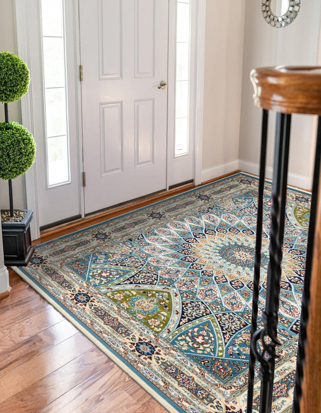 Blue 10' x 13' Narenj Rectangle Area Rug 85% Polypropylene & 15% Polyester Traditional Classic Carpet for Living, Dining, Bedrooms, Office for Sale at Rug Engine