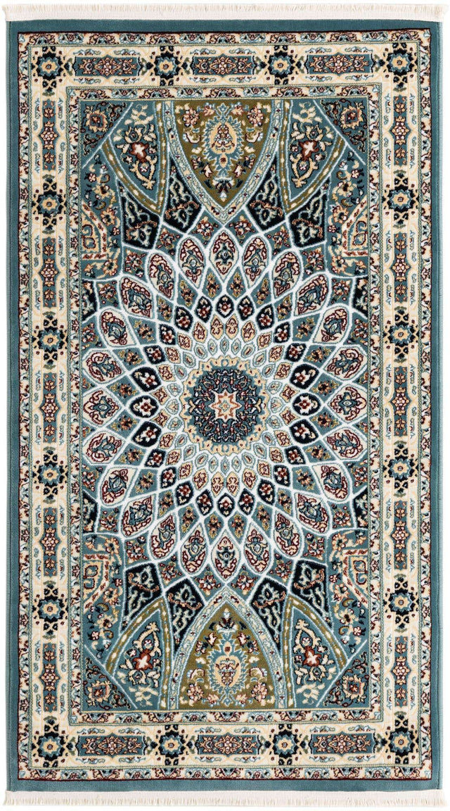 Blue 3' 1 x 5' 3 Narenj Rectangle Area Rug 85% Polypropylene & 15% Polyester Traditional Classic Carpet for Living, Dining, Bedrooms, Office for Sale at Rug Engine