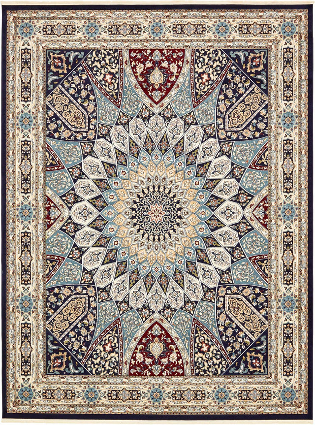 Navy Blue 10' x 13' Narenj Rectangle Area Rug 85% Polypropylene & 15% Polyester Traditional Classic Carpet for Living, Dining, Bedrooms, Office for Sale at Rug Engine