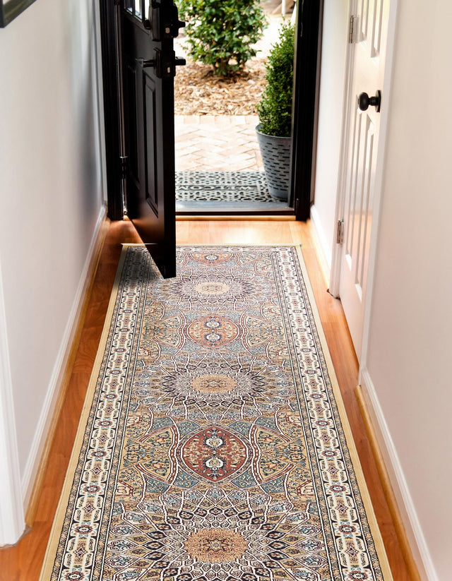 Beige 2' 11 x 13' 1 Narenj Runner Area Rug 85% Polypropylene & 15% Polyester Traditional Classic Carpet for Living, Dining, Bedrooms, Office for Sale at Rug Engine