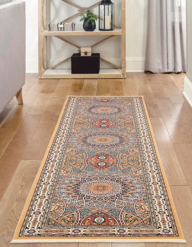 Beige 2' 11 x 13' 1 Narenj Runner Area Rug 85% Polypropylene & 15% Polyester Traditional Classic Carpet for Living, Dining, Bedrooms, Office for Sale at Rug Engine