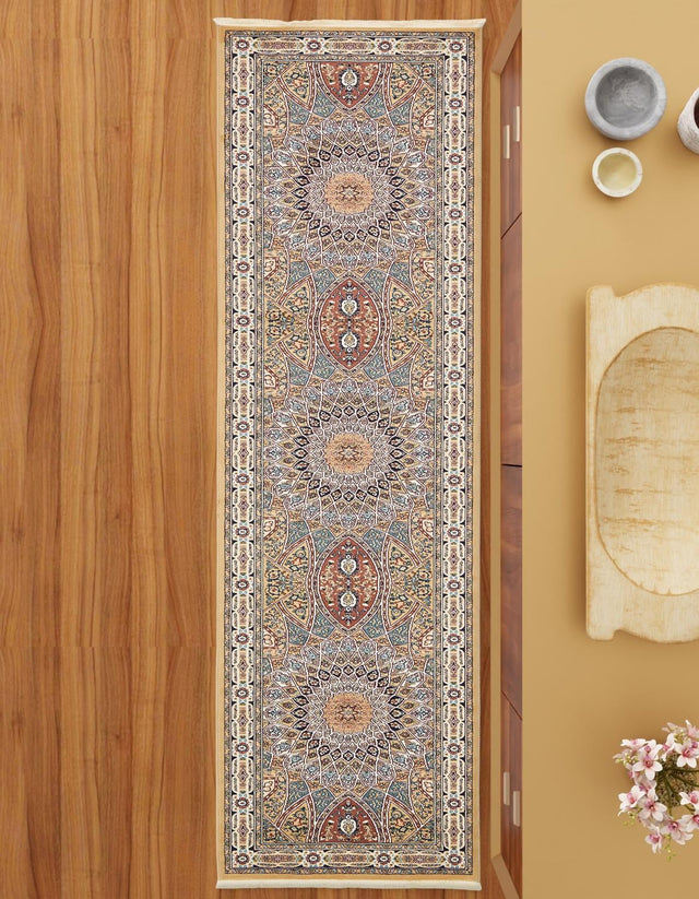 Beige 2' 11 x 13' 1 Narenj Runner Area Rug 85% Polypropylene & 15% Polyester Traditional Classic Carpet for Living, Dining, Bedrooms, Office for Sale at Rug Engine