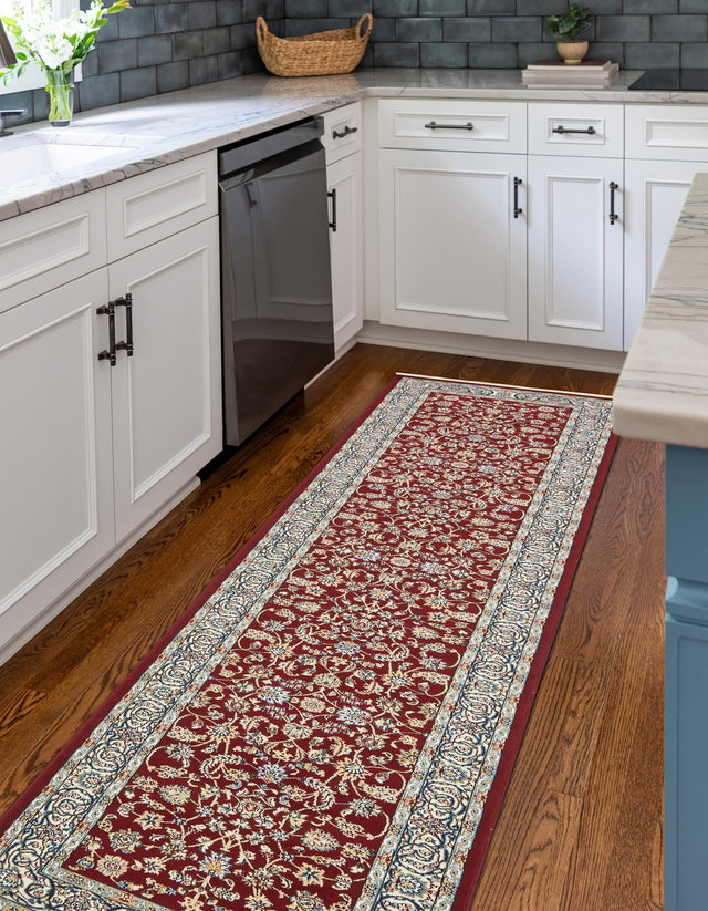 Burgundy 2' 11 x 13' 1 Narenj Runner Area Rug 85% Polypropylene & 15% Polyester Traditional Classic Carpet for Living, Dining, Bedrooms, Office for Sale at Rug Engine