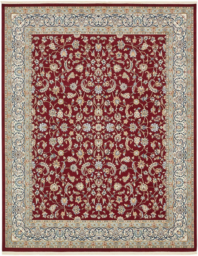 Burgundy 7' 10 x 10' Narenj Rectangle Area Rug 85% Polypropylene & 15% Polyester Traditional Classic Carpet for Living, Dining, Bedrooms, Office for Sale at Rug Engine