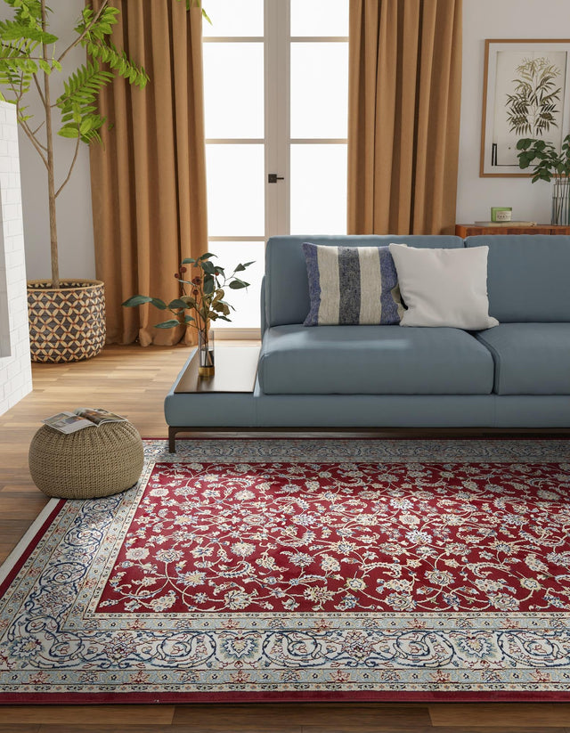 Burgundy 5' 3 x 8' Narenj Rectangle Area Rug 85% Polypropylene & 15% Polyester Traditional Classic Carpet for Living, Dining, Bedrooms, Office for Sale at Rug Engine