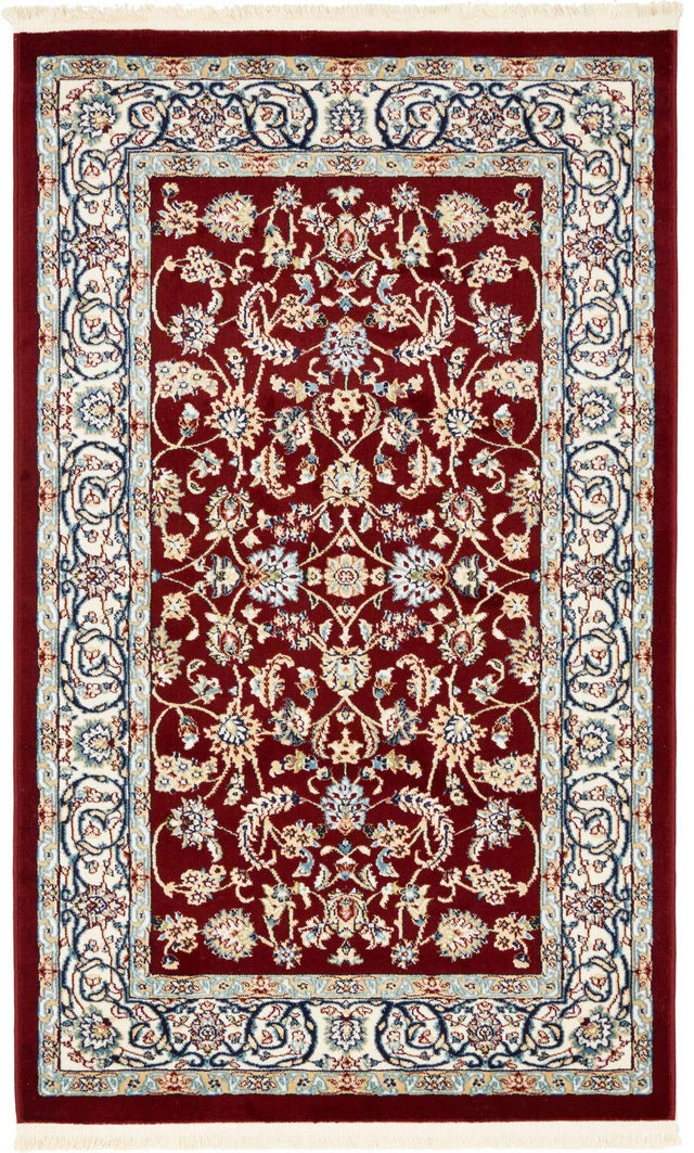 Burgundy 3' 1 x 5' 3 Narenj Rectangle Area Rug 85% Polypropylene & 15% Polyester Traditional Classic Carpet for Living, Dining, Bedrooms, Office for Sale at Rug Engine