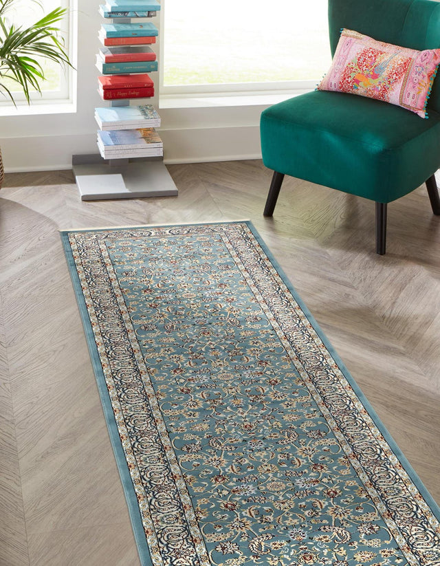Blue 2' 11 x 13' 1 Narenj Runner Area Rug 85% Polypropylene & 15% Polyester Traditional Classic Carpet for Living, Dining, Bedrooms, Office for Sale at Rug Engine