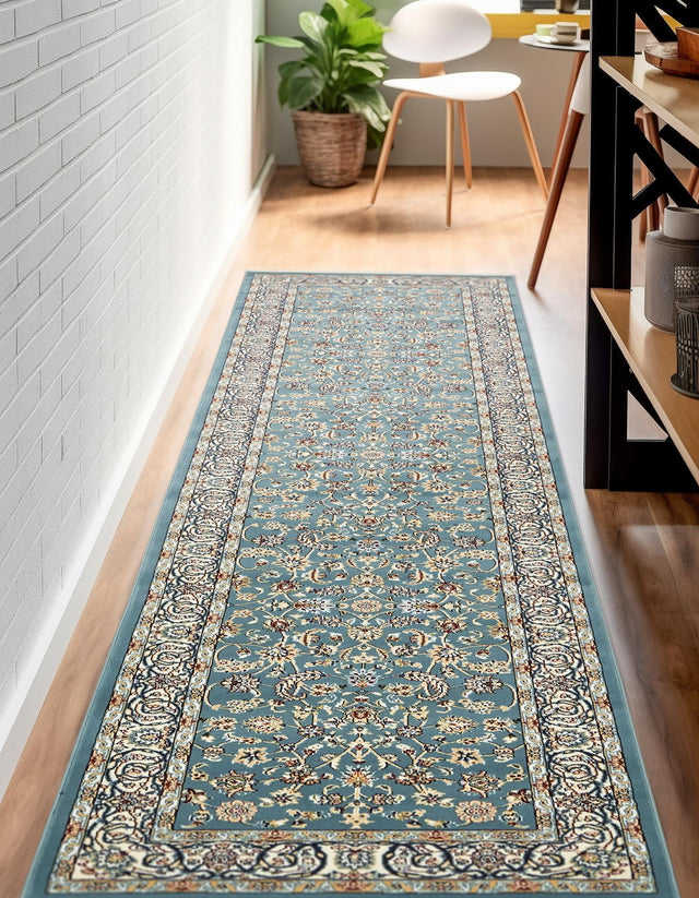 Blue 2' 11 x 13' 1 Narenj Runner Area Rug 85% Polypropylene & 15% Polyester Traditional Classic Carpet for Living, Dining, Bedrooms, Office for Sale at Rug Engine