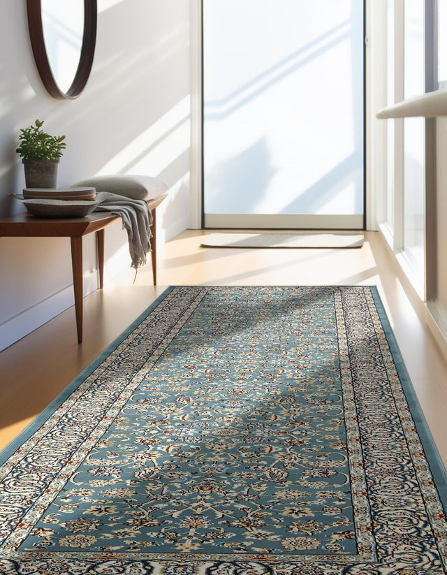 Blue 2' 11 x 13' 1 Narenj Runner Area Rug 85% Polypropylene & 15% Polyester Traditional Classic Carpet for Living, Dining, Bedrooms, Office for Sale at Rug Engine