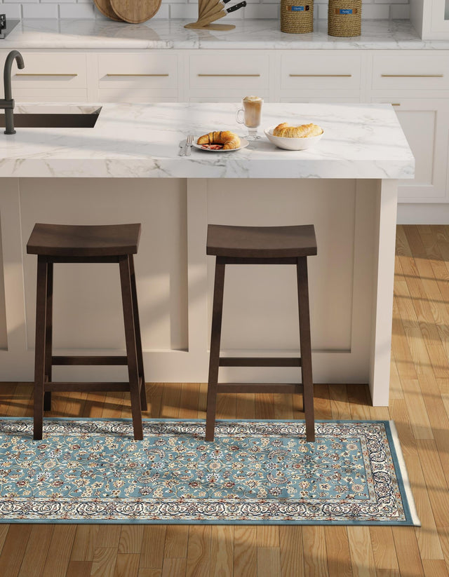 Blue 2' 11 x 13' 1 Narenj Runner Area Rug 85% Polypropylene & 15% Polyester Traditional Classic Carpet for Living, Dining, Bedrooms, Office for Sale at Rug Engine