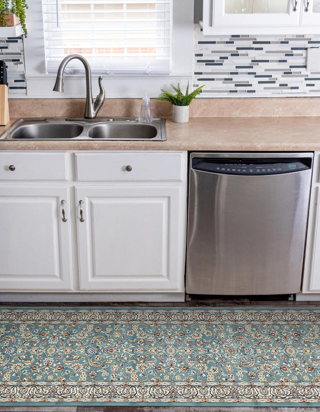 Blue 2' 11 x 13' 1 Narenj Runner Area Rug 85% Polypropylene & 15% Polyester Traditional Classic Carpet for Living, Dining, Bedrooms, Office for Sale at Rug Engine