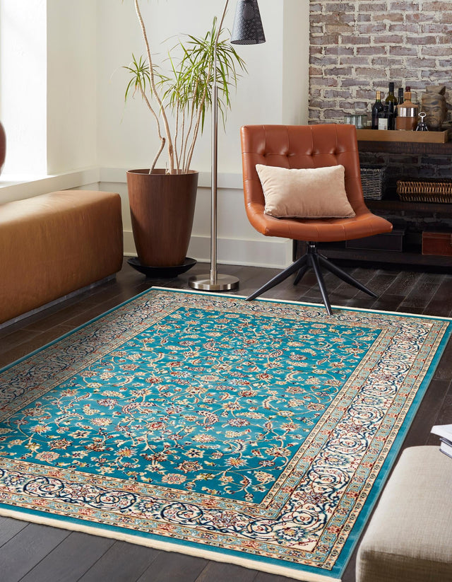 Blue 5' 3 x 8' Narenj Rectangle Area Rug 85% Polypropylene & 15% Polyester Traditional Classic Carpet for Living, Dining, Bedrooms, Office for Sale at Rug Engine