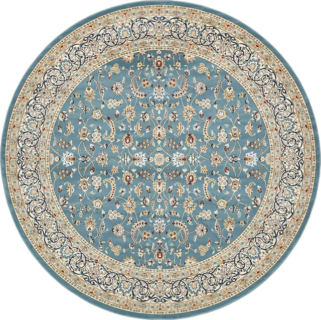Blue 10' x 10' Narenj Round Area Rug 85% Polypropylene & 15% Polyester Traditional Classic Carpet for Living, Dining, Bedrooms, Office for Sale at Rug Engine