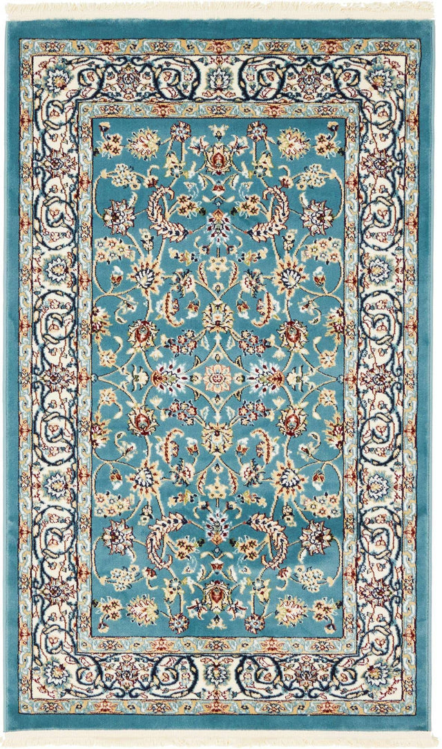 Blue 3' 1 x 5' 3 Narenj Rectangle Area Rug 85% Polypropylene & 15% Polyester Traditional Classic Carpet for Living, Dining, Bedrooms, Office for Sale at Rug Engine
