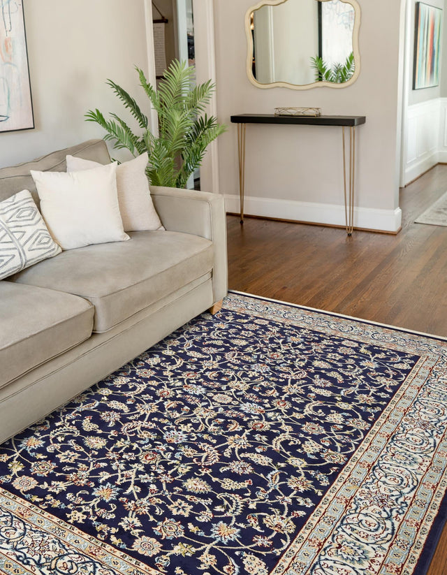 Navy Blue 3' 1 x 5' 3 Narenj Rectangle Area Rug 85% Polypropylene & 15% Polyester Traditional Classic Carpet for Living, Dining, Bedrooms, Office for Sale at Rug Engine