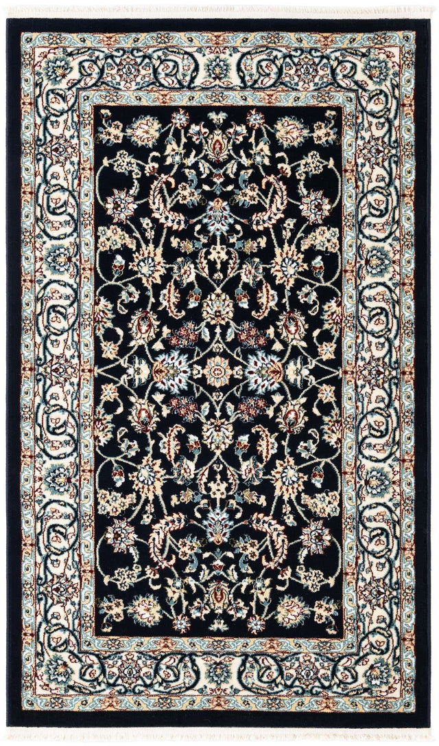 Navy Blue 3' 1 x 5' 3 Narenj Rectangle Area Rug 85% Polypropylene & 15% Polyester Traditional Classic Carpet for Living, Dining, Bedrooms, Office for Sale at Rug Engine