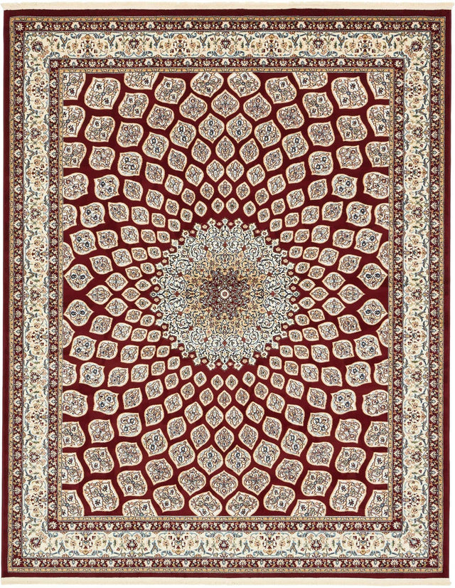 Burgundy 8' x 10' Narenj Rectangle Area Rug 85% Polypropylene & 15% Polyester Traditional Classic Carpet for Living, Dining, Bedrooms, Office for Sale at Rug Engine